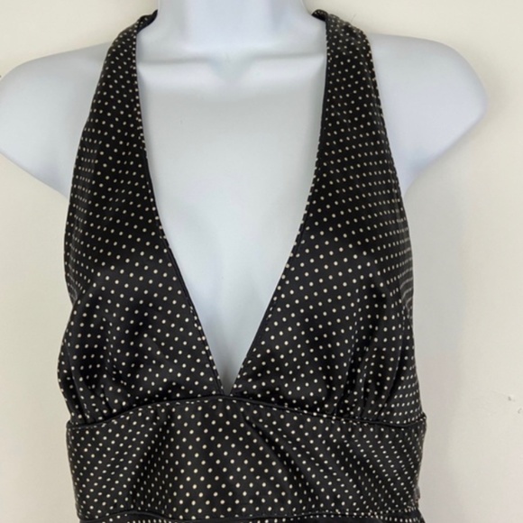 100% Silk Black White Polka Dot J. Crew Halter Top - Picture 3 of 5
